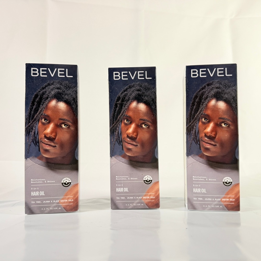 Bevel 3-in-1 Hair Oil 3.4 oz Tea Tree Jojoba Black Castor Lot of‎ 3 New